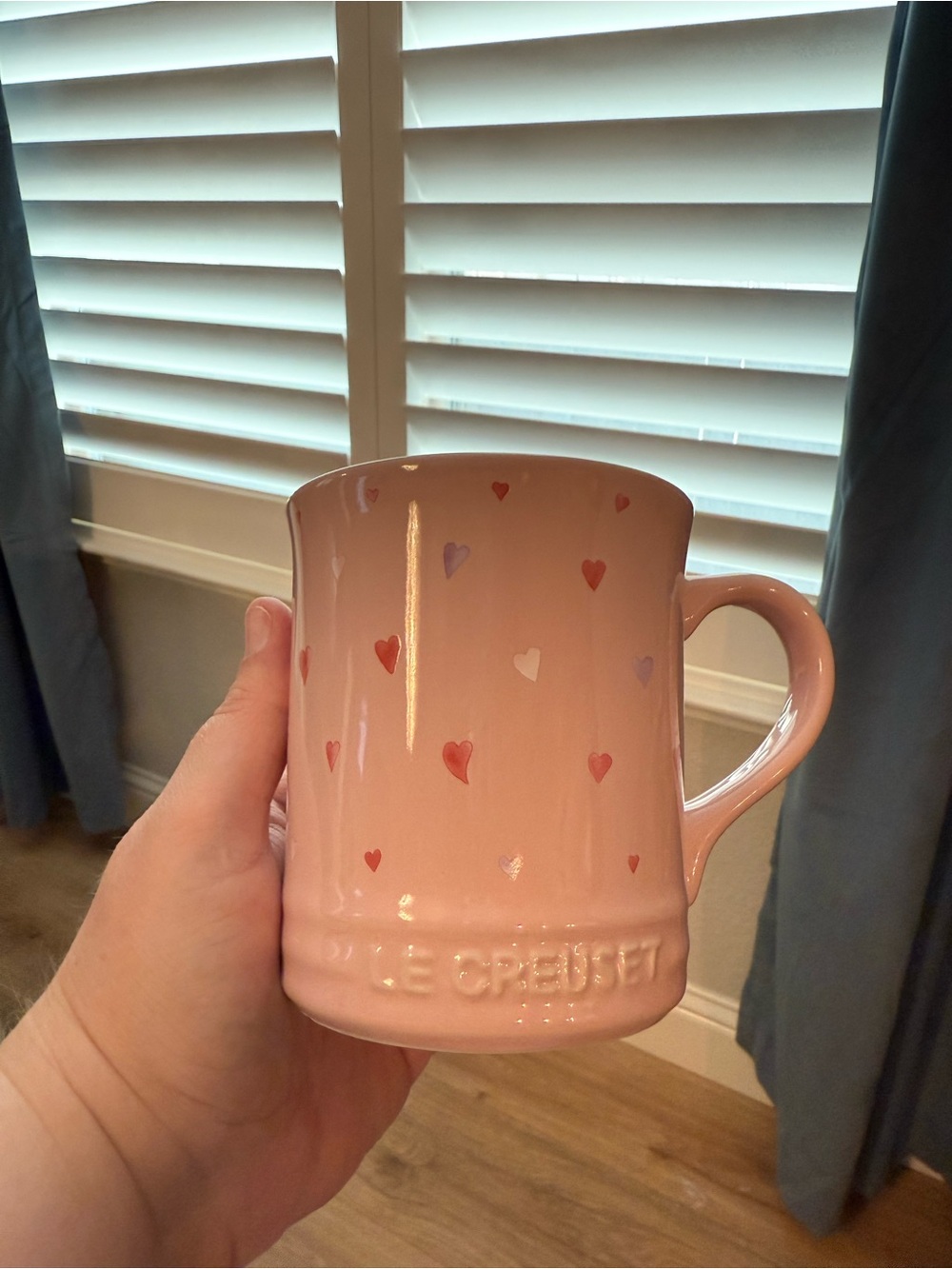 Le Creuset Pink Heart Pattern Stoneware Mug